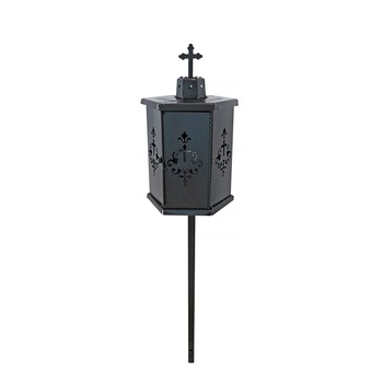Felinar metalic pentru cimitir, Grs, F08, vopsit electrostatic, negru tip structurat, Negru, cu picior, 100x21 cm Felinar metalic pentru cimitir, Grs, F08, vopsit electrostatic, negru tip structurat, Negru, cu picior, 100x21 cm