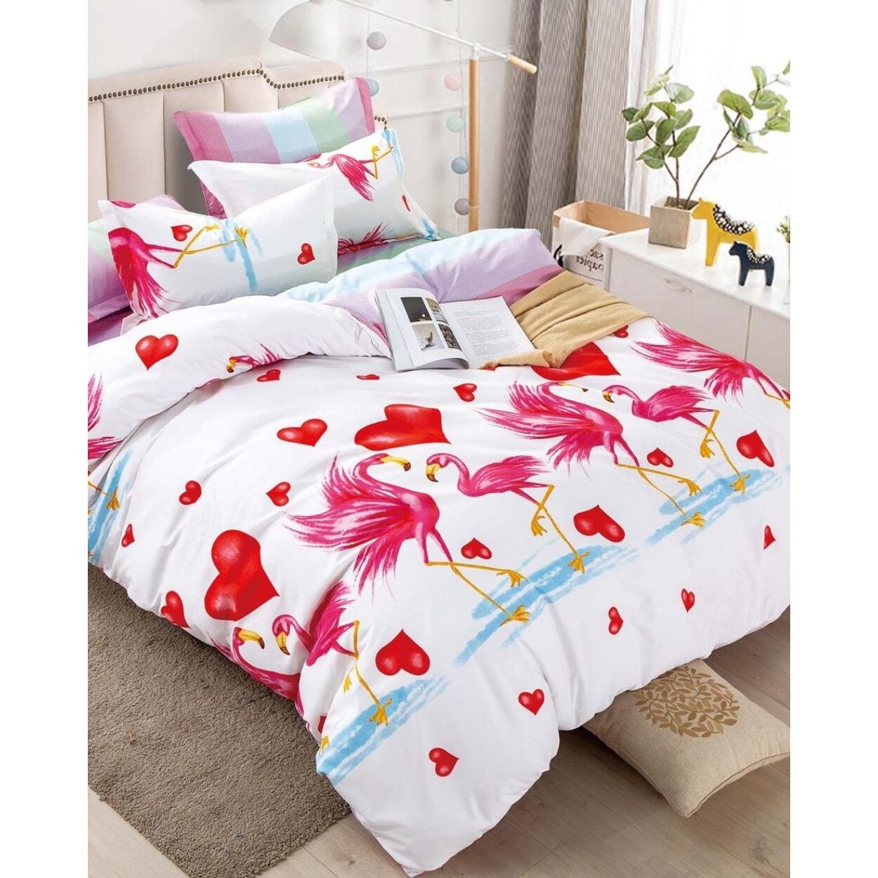 Set Lenjerie Finet, Cearceaf de Pat cu Elastic, 6 Piese, Pat 2 Persoane, FNJE-07