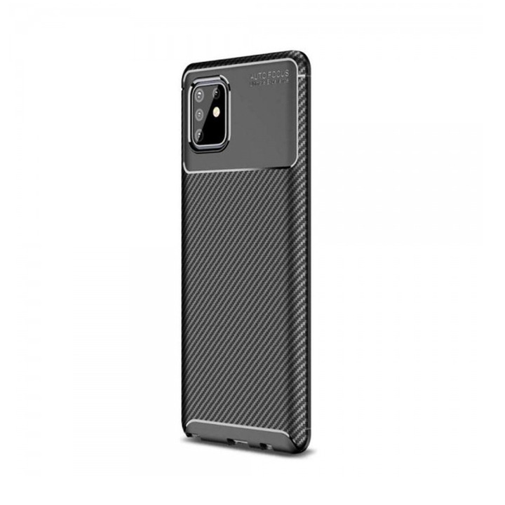 Samsung A91, SILKASE, fekete szén színű tok kompatibilis