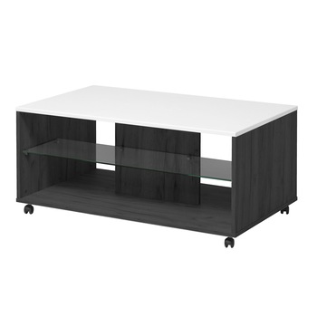 Masuta living YANA, dreptunghiulara, lemn negru + folie lucioasa alba, 101 x 60 x 45 cm Masuta living YANA, dreptunghiulara, lemn negru + folie lucioasa alba, 101 x 60 x 45 cm