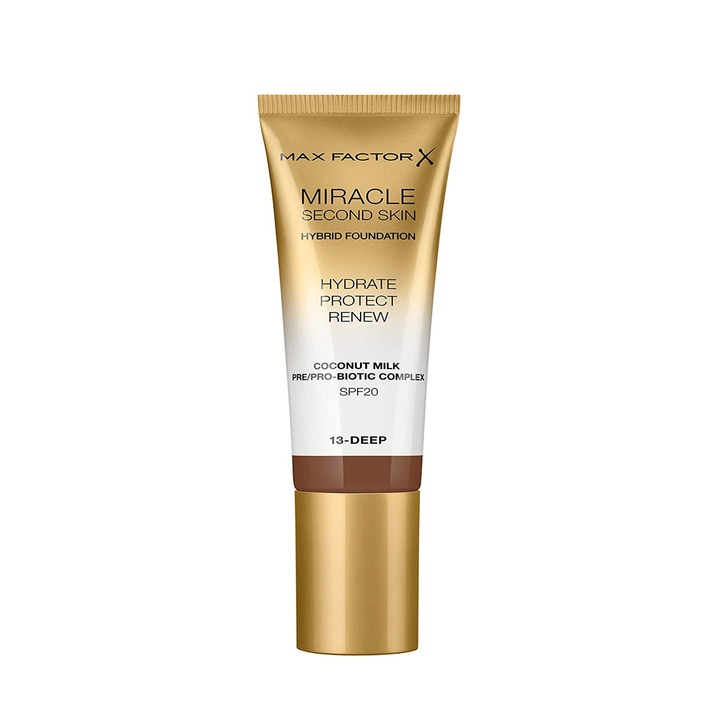 Fond de ten Max Factor Miracle Second Skin, Deep 13, SPF 20, 30 ml