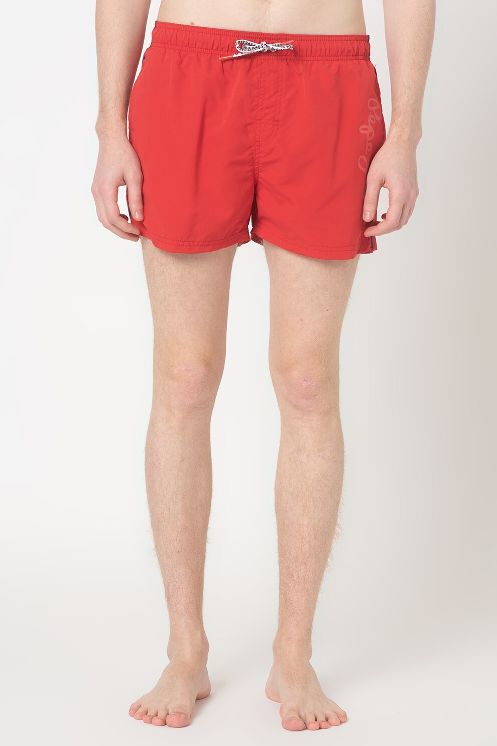 Pepe Jeans London, Pantaloni scurti de baie cu talie ajustabila New Brian, Rosu/Bleumarin