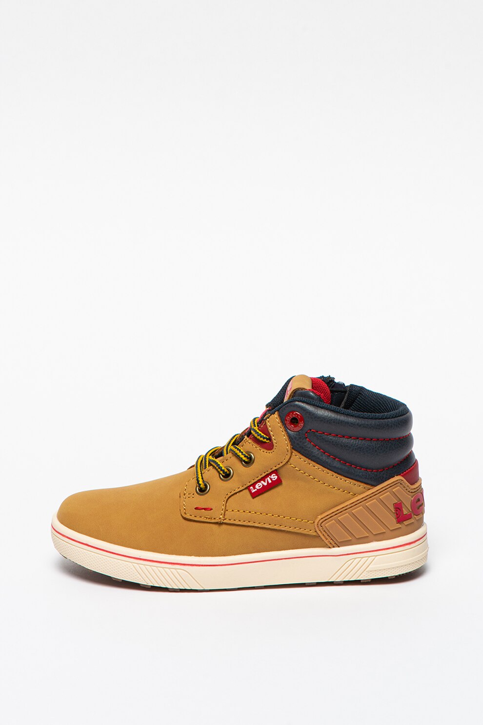 Levi's Kids, Pantofi sport hi-top New Portland, Maro camel/Bleumarin/Rosu, 28 EU
