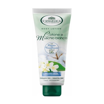 Lotiune de corp L'Angelica Officinalis Bumbac si Mosc Alb, 300 ml Lotiune de corp L'Angelica Officinalis Bumbac si Mosc Alb, 300 ml