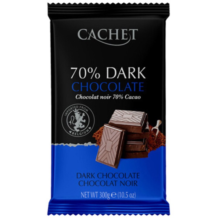 Ciocolata neagra cu 70% cacao Cachet Extra Dark Chocolate, 300g