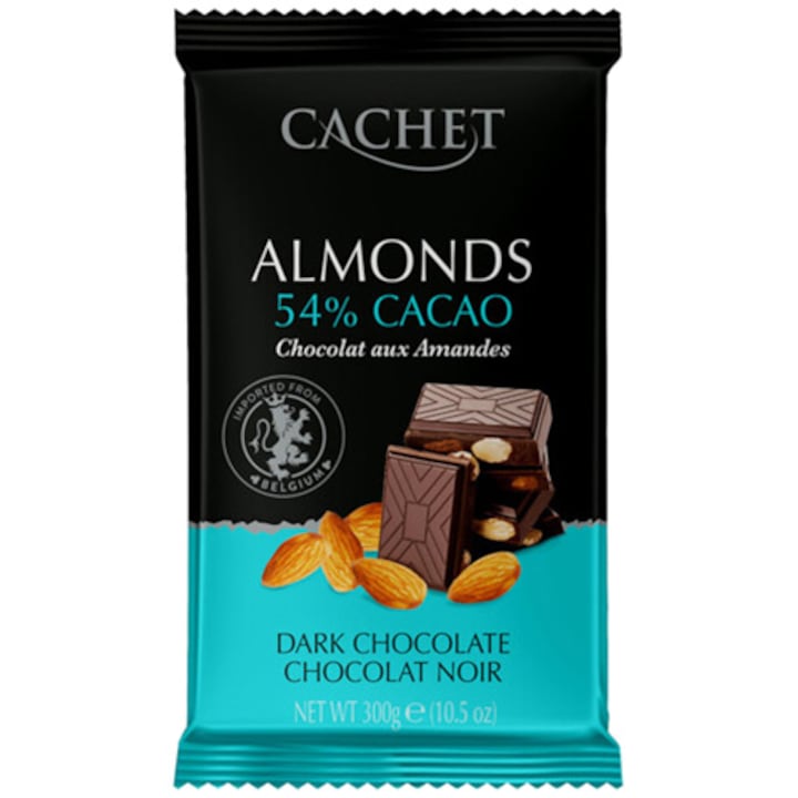 Ciocolata neagra cu migdale Cachet Dark Chocolate & Almonds, 300g