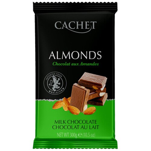 Ciocolata cu lapte si migdale Cachet Milk Chocolate & Almonds, 300g