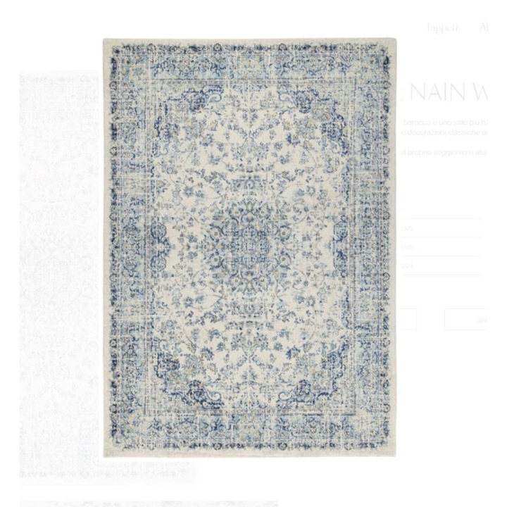 Covor Eileen 2 Nain, Polipropilena/Iuta, Alb/albastru, 190x133 cm