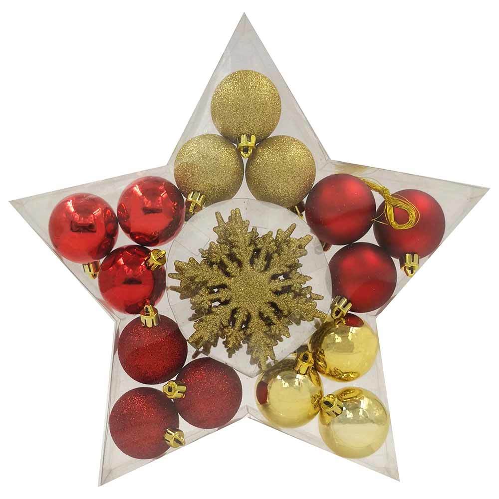 Set decoratiuni de Craciun 22 bucati rosu/auriu