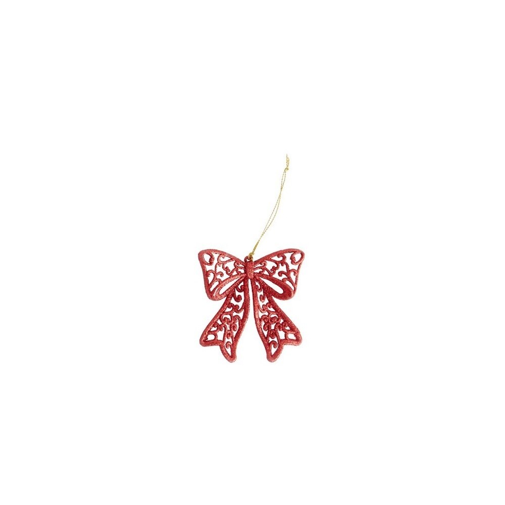 Ornament pentru bradul de Craciun in forma de fundita, rosu