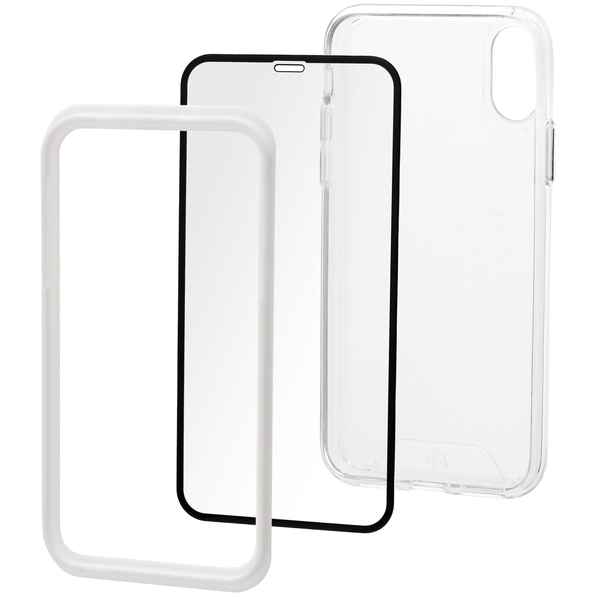 Set Folie de protectie A+ Tempered Glass 3D/ Husa transparenta silicon A+ pentru iPhone X / XS 5.8''
