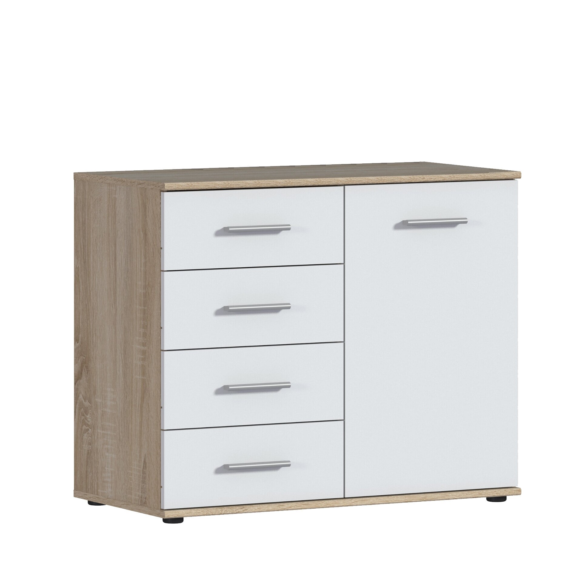 Comoda Sani Mambo SB 2752, 88/44.3/72.7 cm, Stejar Sonoma/Alb