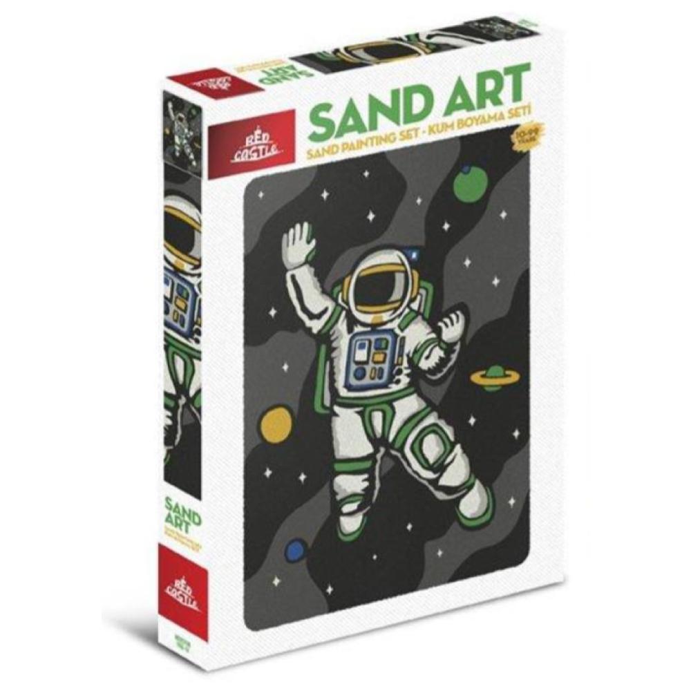 Set creativ, pictura cu nisip colorat, 1 plansa 23,5 x 33 cm, COSMONAUT HOUSTON, 22 tuburi nisip multicolor, 1 penseta, 1 folie protectie, pentru 10 – 99 ani