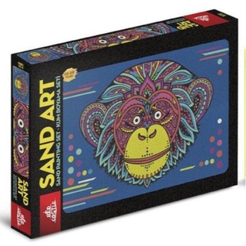 Set creativ, pictura cu nisip colorat, 1 plansa 23,5 x 33 cm, MAIMUTA, 22 tuburi nisip multicolor, 1 penseta, 1 folie protectie, pentru 10 – 99 ani Set creativ, pictura cu nisip colorat, 1 plansa 23,5 x 33 cm, MAIMUTA, 22 tuburi nisip multicolor, 1 penseta, 1 folie protectie, pentru 10 – 99 ani