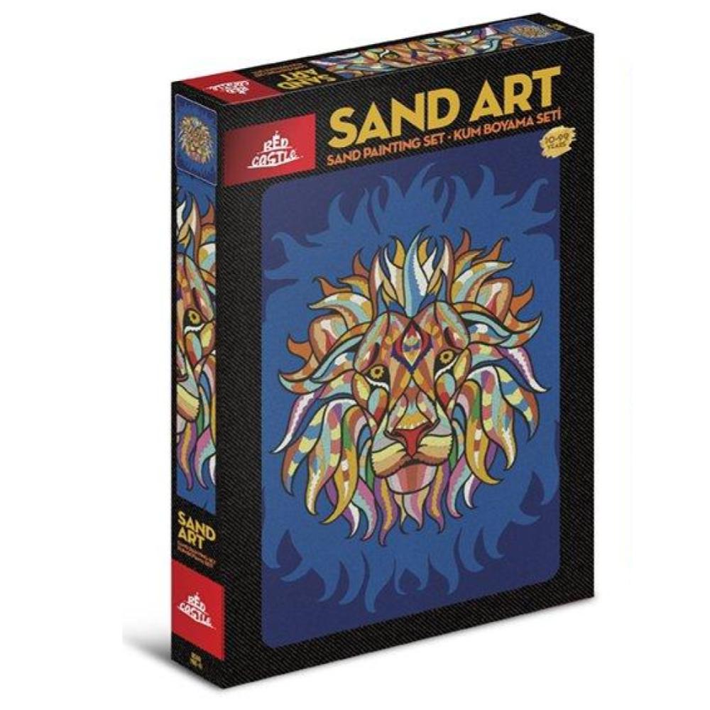 Set creativ, pictura cu nisip colorat, 1 plansa 23,5 x 33 cm, RACNETUL LEULUI, 22 tuburi nisip multicolor, 1 penseta, 1 folie protectie, pentru 10 – 99 ani