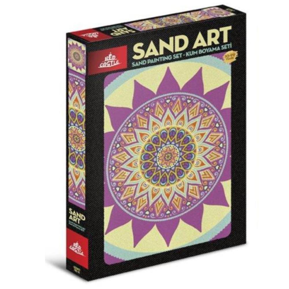 Set creativ, pictura cu nisip colorat, 1 plansa 23,5 x 33 cm, MANDALA SERENITY, 22 tuburi nisip multicolor, 1 penseta, 1 folie protectie, pentru 10 – 99 ani