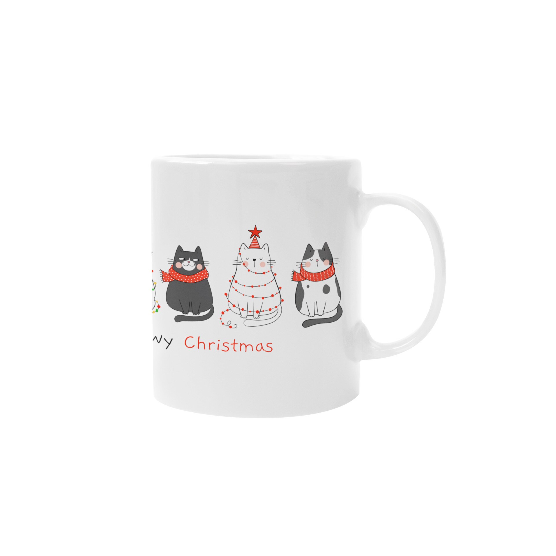 Cana personalizata cu Pisici Meowy Christmas, alba, 320ml