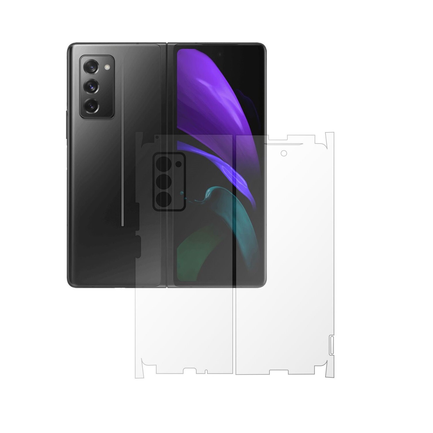 Folie Protectie Spate Invisible Skinz HD pentru Samsung Galaxy Z Fold 2 5G - Siliconica Ultra-Clear cu taiere 360 Cut pentru Carcasa Spate si Laterale, Skin Adeziv Transparent