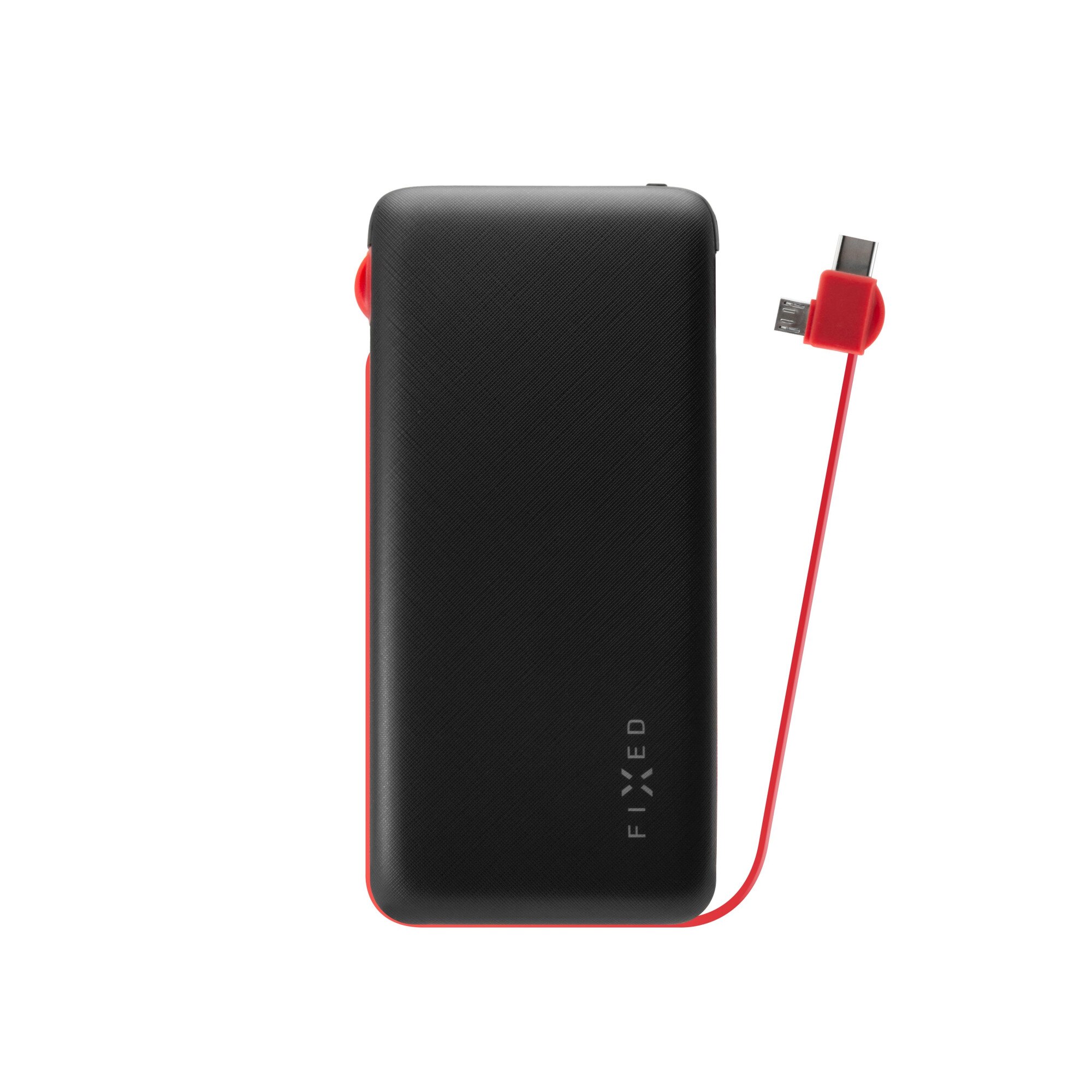 Baterie externa powerbank 10000 mAh cu USB-C & microUSB cablu, Fixed Zen, 2x USB, Negru