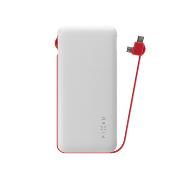 Baterie externa powerbank 10000 mAh cu USB-C & microUSB cablu, Fixed Zen, 2x USB, Alb Baterie externa powerbank 10000 mAh cu USB-C & microUSB cablu, Fixed Zen, 2x USB, Alb