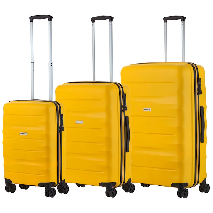 Bőrönd szett, CarryOn, Porter, 502455, 3 db, kód Okoban, 4 kerekű duple, Polipropilén, Sárga