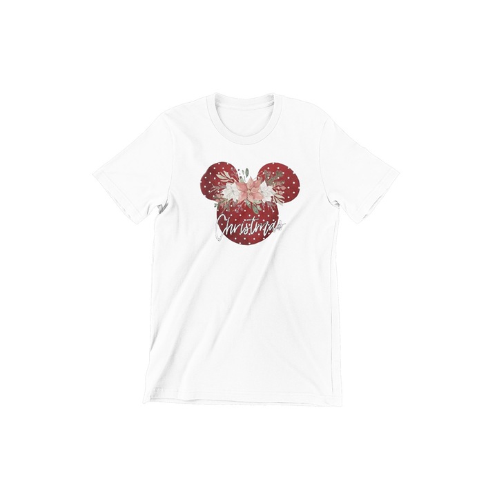 Gyerek póló karácsonyra Minnie pöttyös karácsonyi, fehér, Fehér