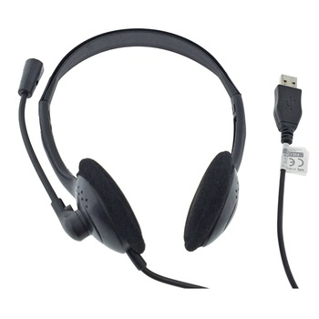 Casti stereo USB cu microfon, Fiesta Chat 45422, cablu 150 cm, ajustabile, negre Casti stereo USB cu microfon, Fiesta Chat 45422, cablu 150 cm, ajustabile, negre