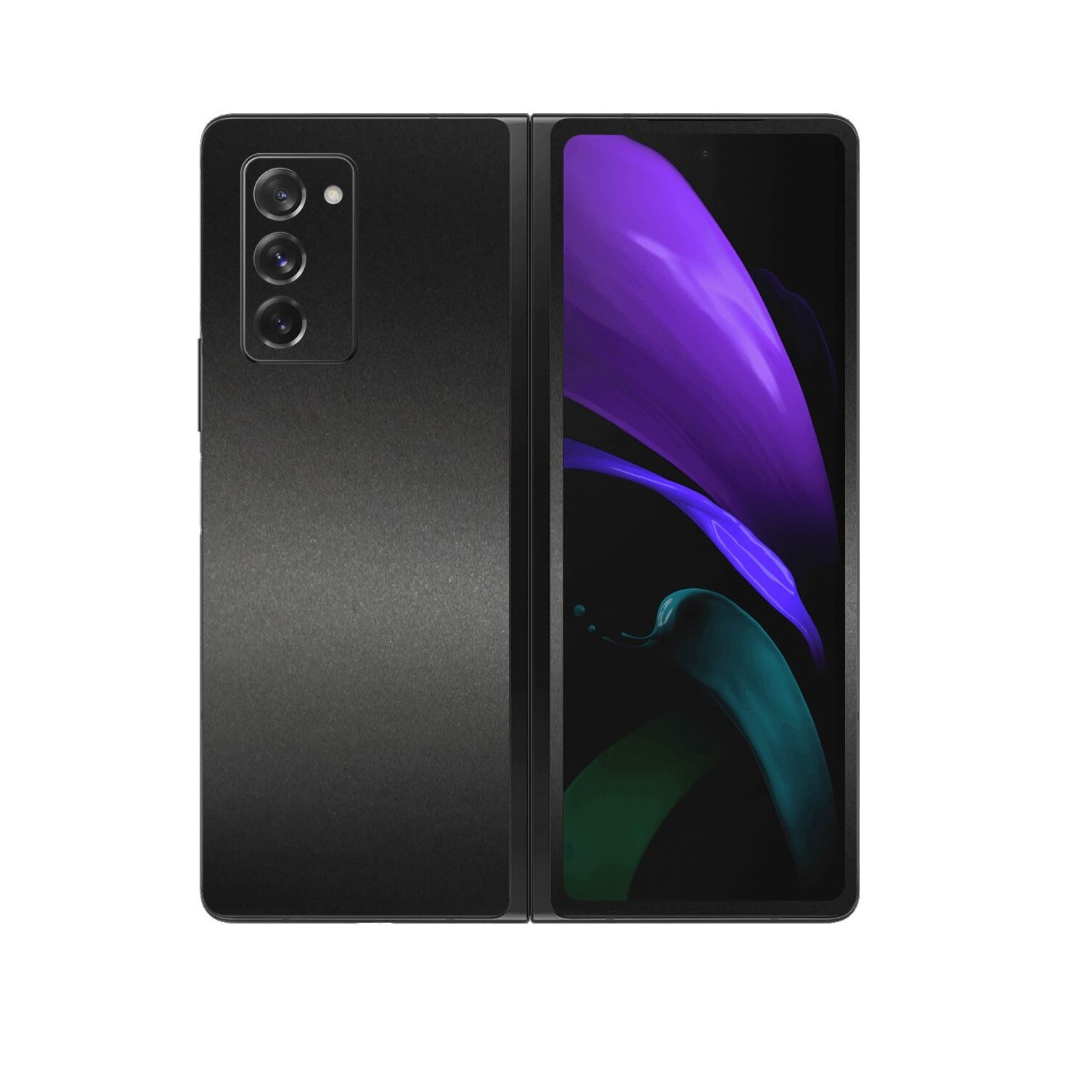 Folie Protectie Carbon Skinz pentru Samsung Galaxy Z Fold 2 5G - Negru Mat, Skin Adeziv Full Body Cover pentru Rama Ecran, Carcasa Spate si Laterale