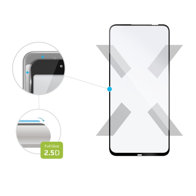 Folie de protectie Full-Cover pentru Huawei P40 Lite, Fixed, Sticla securizata, Negru