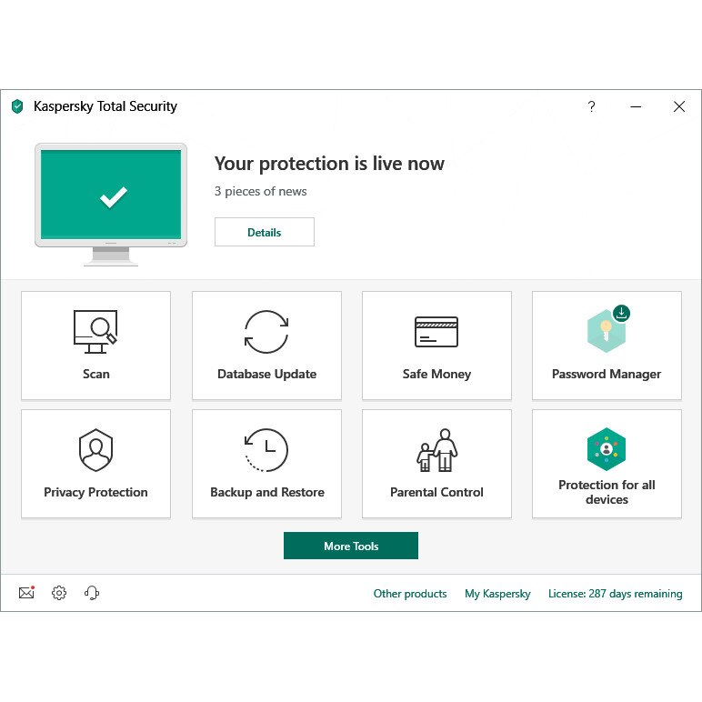Тотал Секюрити, Касперски Антивирус, 3 PC, 1 Година абонамент - eMAG.bg