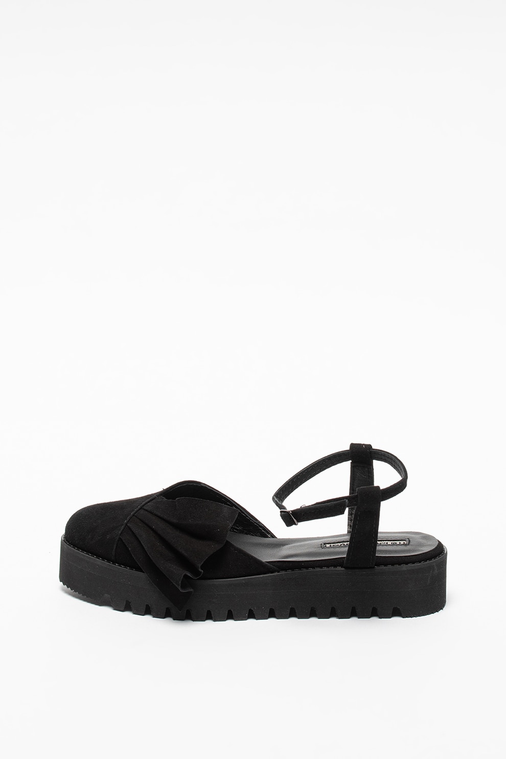 Mihaela Glavan, Sandale flatform din piele intoarsa cu bareta pe glezna