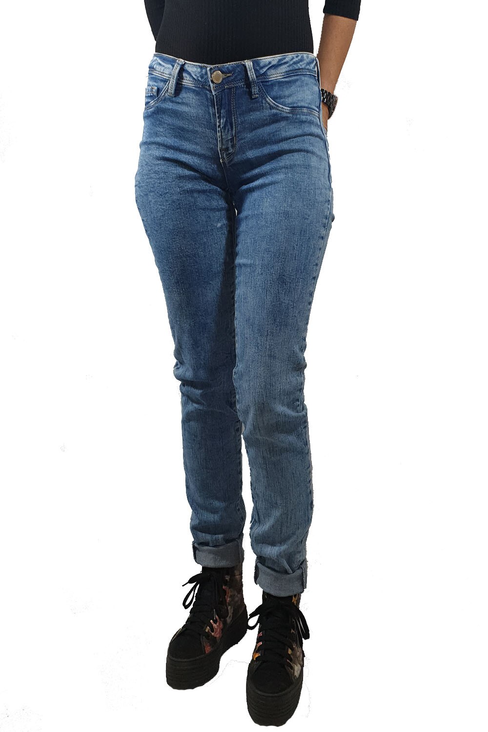 Blugi dama,Tally Weijl, Bleu prespalat, 36