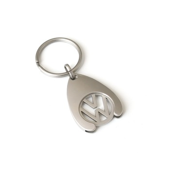 Breloc original VW cu moneda pentru carucioarele de cumparaturi, argintiu Breloc original VW cu moneda pentru carucioarele de cumparaturi, argintiu