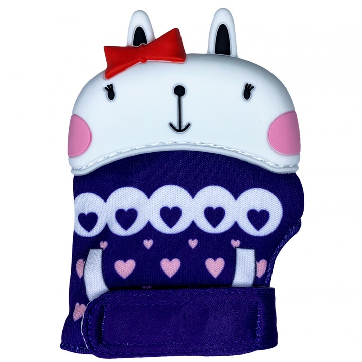 Rágóka kesztyű, szilikon, Coccorito - Nyuszi, fehér