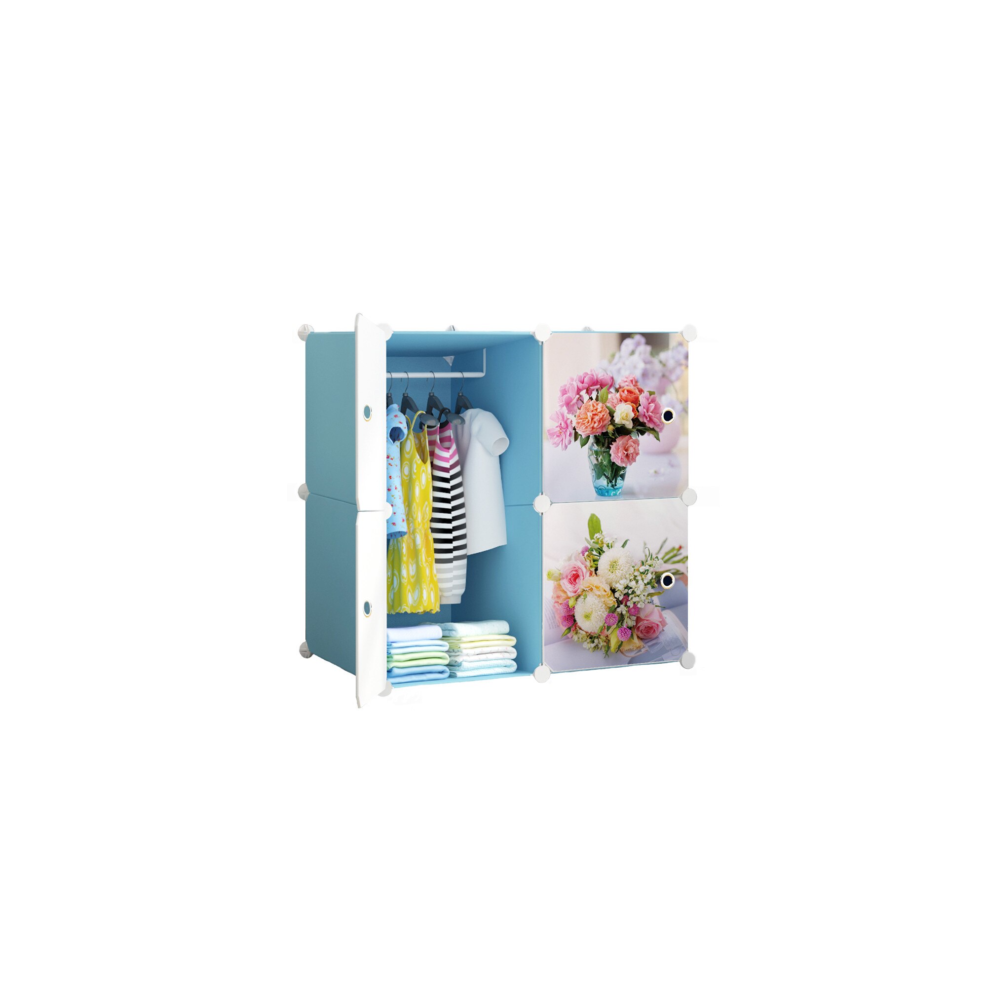 Dulap modular din plastic cu schelet metalic, D3263B, culoare Albastru, 75 x 75 x 37 cm