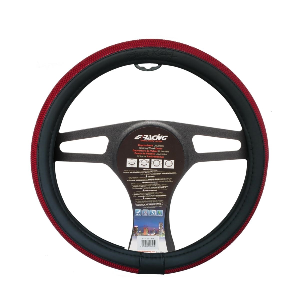 Husa volan universala, marca Simoni Racing, model TRAP rosu