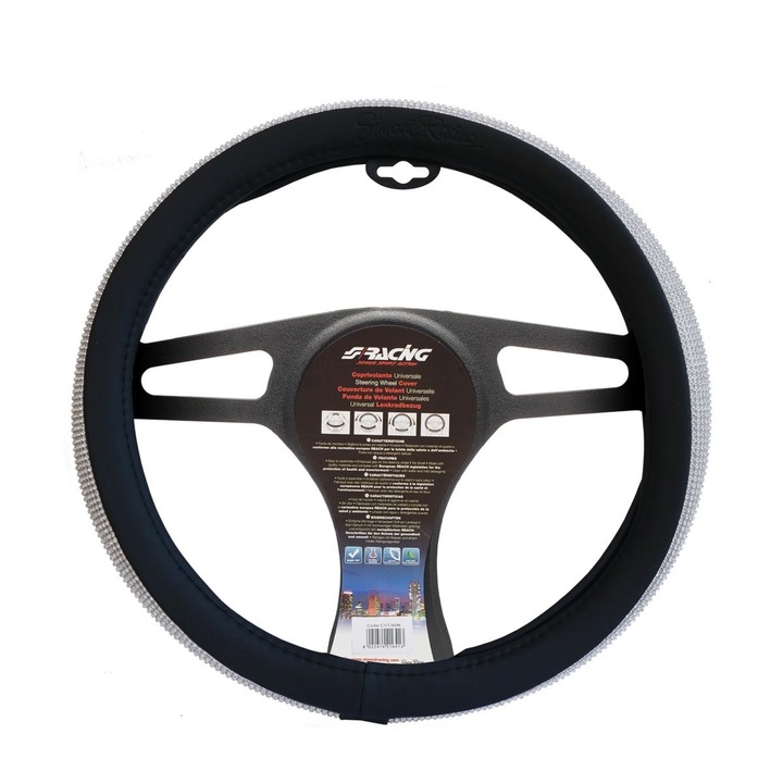 Husa volan universala, marca Simoni Racing, model Black Diamonds