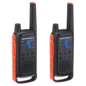 Set 2 statii radio portabile PMR Motorola TALKABOUT T82, portocaliu/negru Set 2 statii radio portabile PMR Motorola TALKABOUT T82, portocaliu/negru