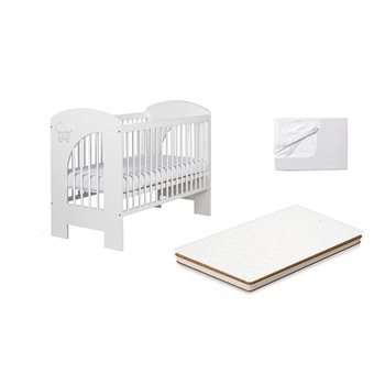 Set 3 piese Patut bebe Nel alb cu saltea cocos 120x60x10 si protectie Impermeabila Set 3 piese Patut bebe Nel alb cu saltea cocos 120x60x10 si protectie Impermeabila