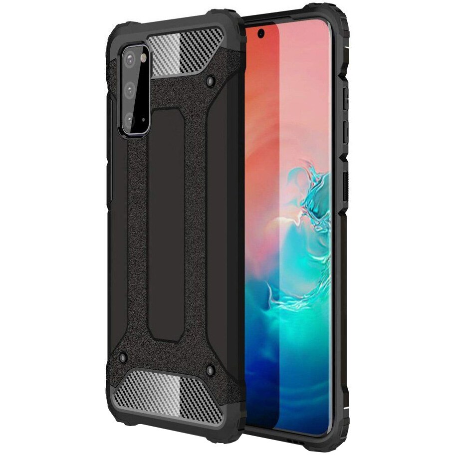 Husa de protectie antisoc Lemontti Armor Carbon Samsung Galaxy S20, Negru
