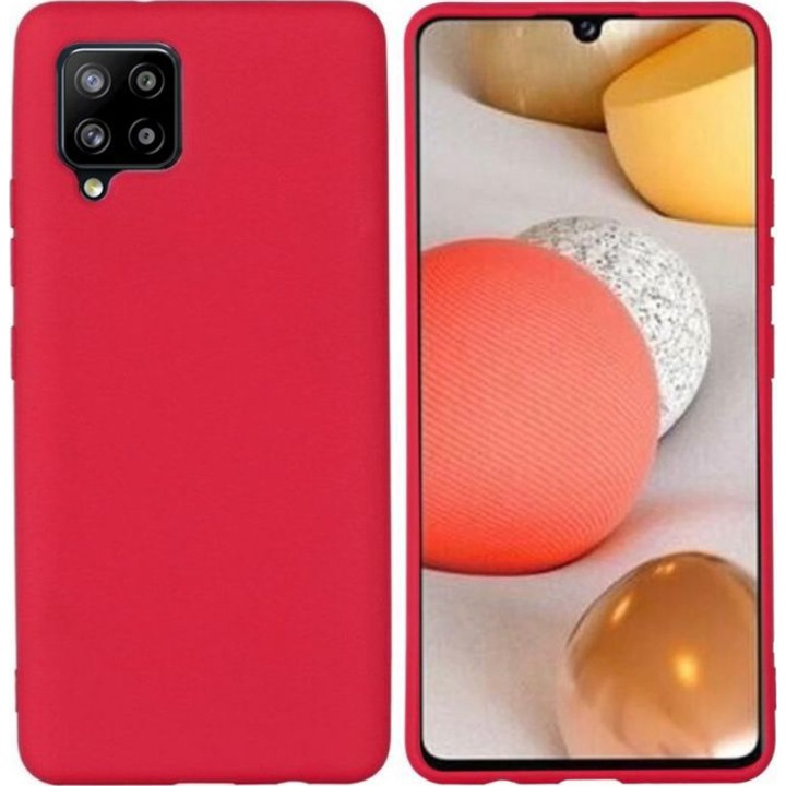 Husa de protectie Lemontti Silicon Silky Compatibila cu Samsung Galaxy A42 5G, Rosu