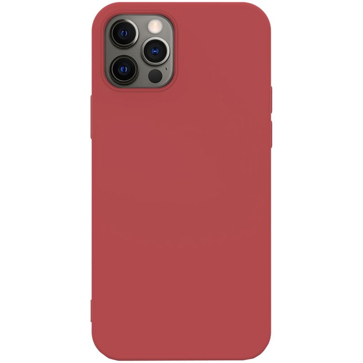 Husa de protectie Lemontti Silicon Soft Slim pentru Iphone 12 Pro Max, Santa Red