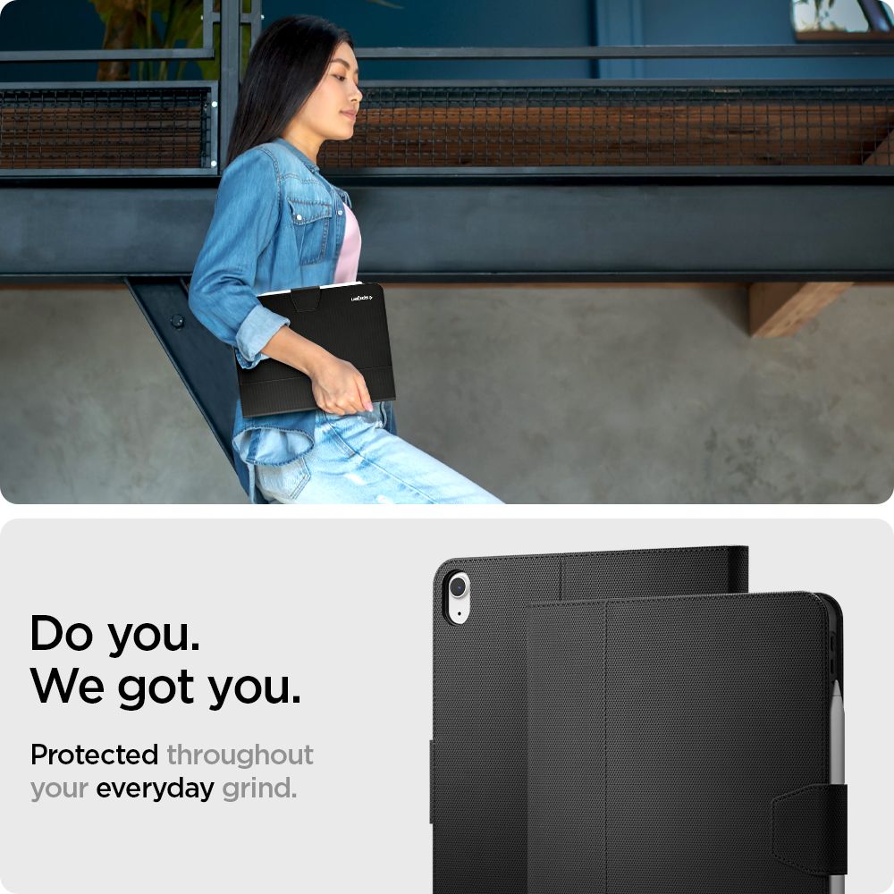 Husa Spigen Liquid Air Folio compatibila cu iPad Air 4 2020 / 5 2022 Black