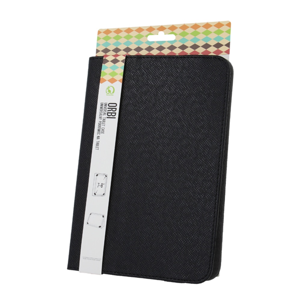 Husa BookStand, universala, pentru tablete intre 7 si 8”, din piele organica, Negru