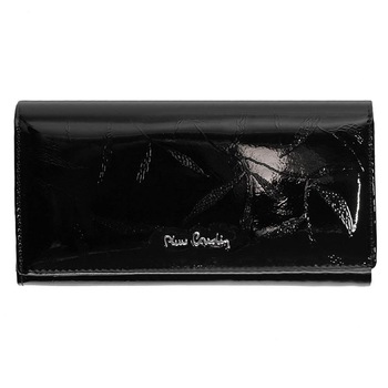 Pierre Cardin - GPD027 női természetes bőr pénztárca, fekete, Fekete, 19 cm x 10 cm