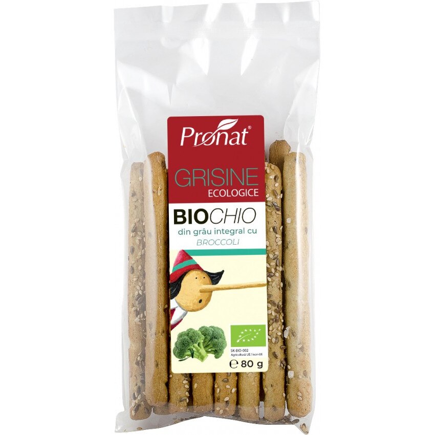 Grisine bio din faina integrala de grau cu broccoli Pronat, 80g