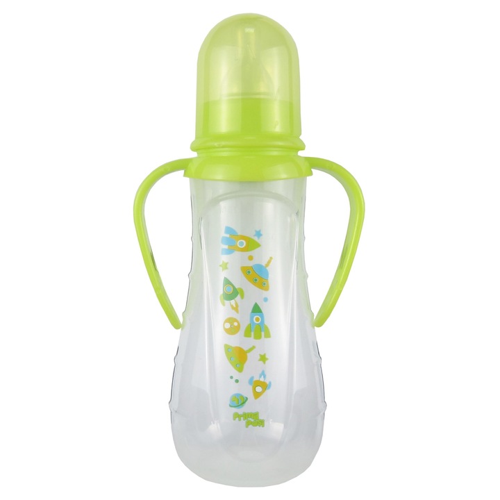 Biberon cu manere decorat 275 ml, Primii Pasi, R0154 galben