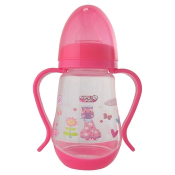 Biberon cu manere 150ml, Primii Pasi, R0131 roz Biberon cu manere 150ml, Primii Pasi, R0131 roz