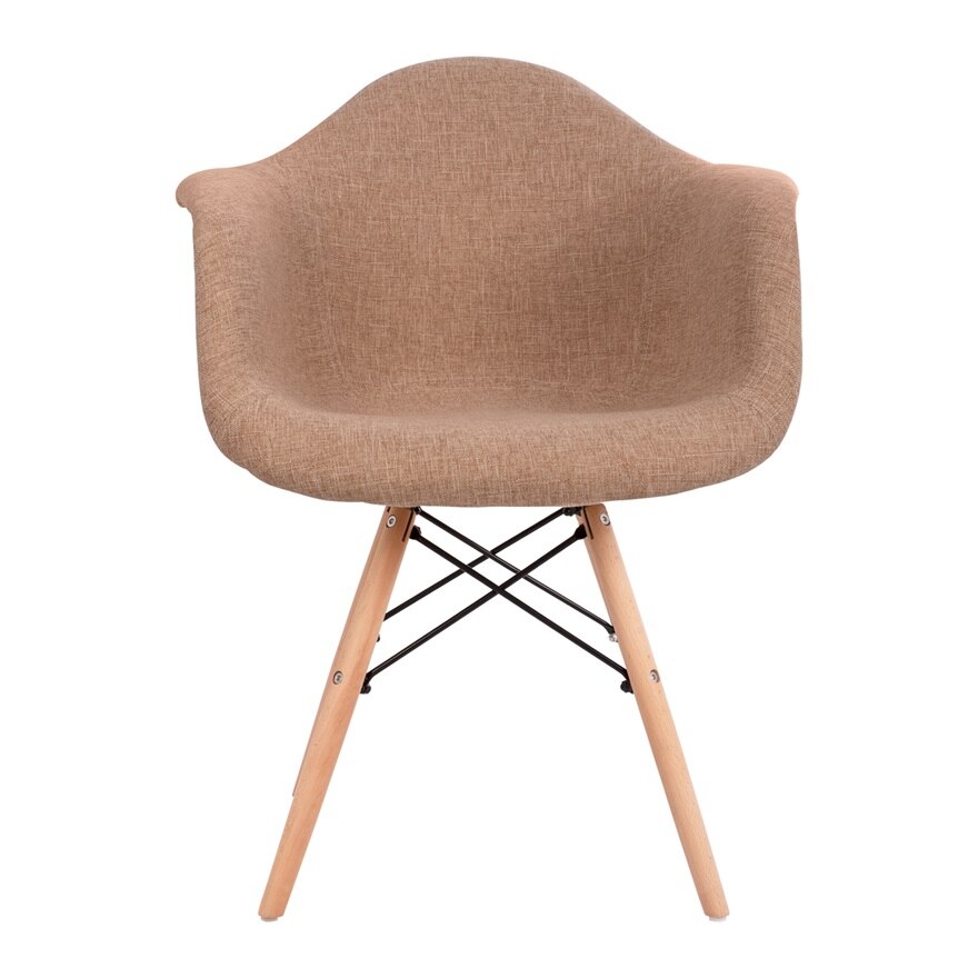 Fotoliu Mirto, textil bej si picioare lemn, 63x57x81 cm