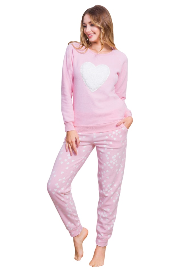 Pijama dama din poliester,Enki,set,roz